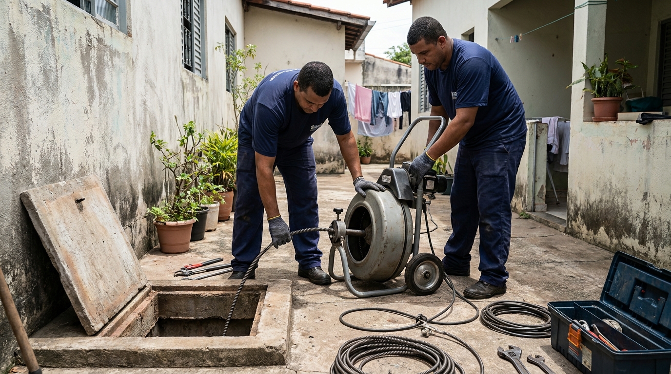 Desentupimento de Coluna Sanitária na Zona Leste de São Paulo‑SP