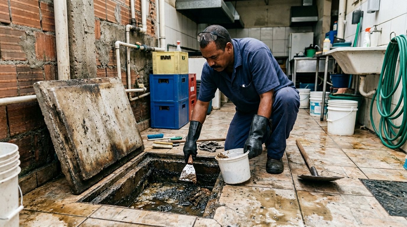 Limpeza de Caixa de Gordura Residencial na Zona Leste de São Paulo‑SP